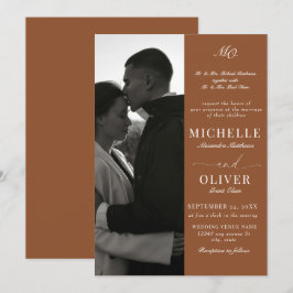 Kalligrafie Klassieke Foto Elegante Trouwen  Kaart