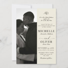 Kalligrafie Klassieke Foto Elegante Trouwfeest Kaart