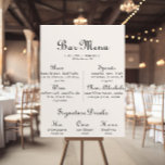 Kalligrafie Klassieke minimalistische bruiloft men Poster<br><div class="desc">Deze kalligrafie klassieke minimalistische kalligrafie trouwbar menu is perfect voor een rustige bruiloft. Het ontwerp kenmerkt een elegante calligrafiedoopvont om uw gebeurtenis te belichamen.</div>