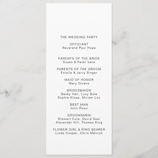 Kalligrafie Klassieke minimalistische tijdlijn bru Programmakaart (Achterkant)