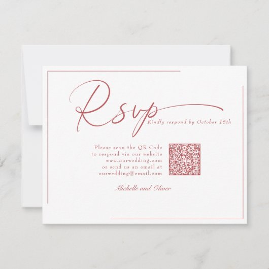 Kalligrafie Klassieke Moderne Trouw QR Code RSVP (Voorkant)