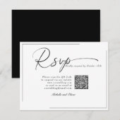 Kalligrafie Klassieke Moderne Trouw QR Code RSVP Kaartje (Voorkant / Achterkant)