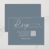 Kalligrafie Klassieke Moderne Trouw QR Code RSVP Kaartje (Voorkant / Achterkant)