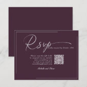 Kalligrafie Klassieke Moderne Trouw QR Code RSVP Kaartje (Voorkant / Achterkant)