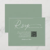 Kalligrafie Klassieke Moderne Trouw QR Code RSVP Kaartje (Voorkant / Achterkant)