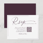 Kalligrafie Klassieke Moderne Trouw QR Code RSVP Kaartje (Voorkant / Achterkant)