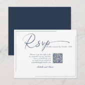 Kalligrafie Klassieke Moderne Trouw QR Code RSVP Kaartje (Voorkant / Achterkant)