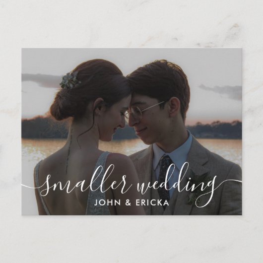 Kalligrafie Kleinere bruiloft Foto aankondiging (Voorkant)