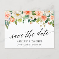 Kalligrafie Koraal Bloemen Save The Date
