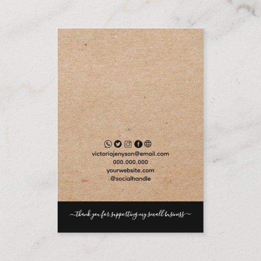 Kalligrafie Kraft Oorbel Display Kaart Visitekaartje (Achterkant)