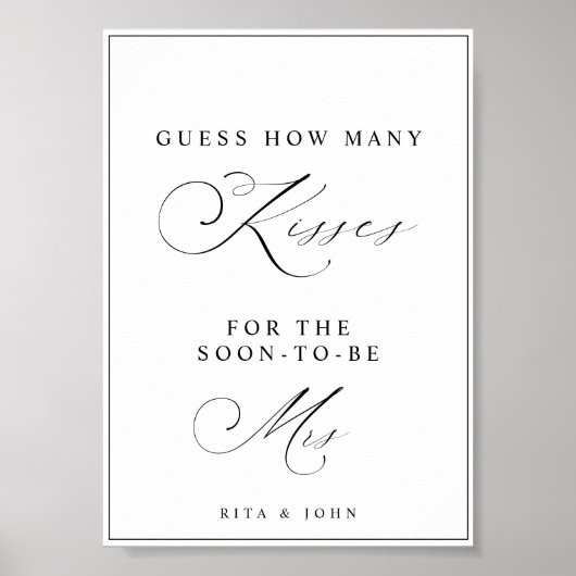 Kalligrafie Kusjes voor Mevrouw Vrijgezellenfeest  Poster (Voorkant)