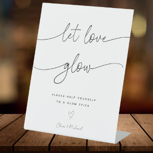 Kalligrafie Laat liefde gloed bruiloft gloed stok  Reclamebord Met Voetstuk