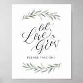 Kalligrafie "Laat Liefde Groeien" Rustig Groen Poster (Voorkant)