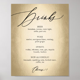 Kalligrafie Letter Drinks & Proost Trouwbord Poster