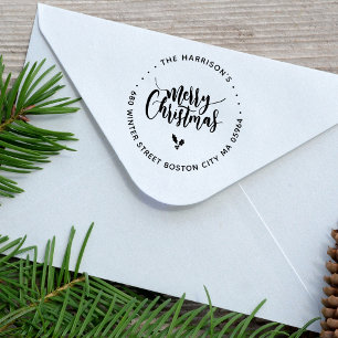 Kalligrafie Lettering Prettig Kerstmis Adres Rubberstempel
