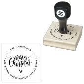 Kalligrafie Lettering Prettig Kerstmis Adres Rubberstempel (Gestempeld)
