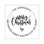 Kalligrafie Lettering Vrolijk Kerstmis Adres Rubberstempel (Afrduk)