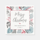 Kalligrafie Lettering Vrolijk Kerstmis Groen Servet (Voorkant)