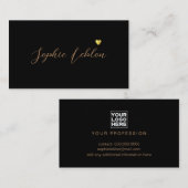 Kalligrafie Letternaam Romantisch Zwart Contactkaartje (Voorkant / Achterkant)