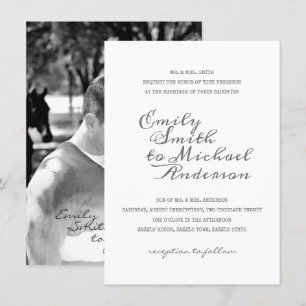 Kalligrafie Letterpress FOTO bruiloft uitnodiginge Kaart