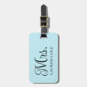  kalligrafie Licht Blauw Mevrouw Gepersonaliseerd Bagagelabel (Voorkant verticaal)