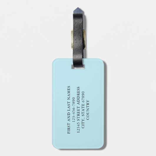  kalligrafie Licht Blauw Mevrouw Gepersonaliseerd Bagagelabel (Achterkant verticaal)
