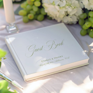 Kalligrafie Lichtblauw & Sage Green Wedding Gastenboek
