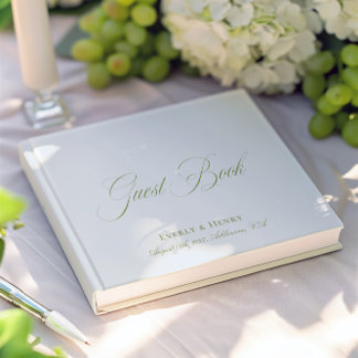 Kalligrafie Lichtblauw & Sage Green Wedding Gastenboek