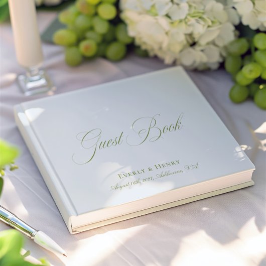 Kalligrafie Lichtblauw & Sage Green Wedding Gastenboek