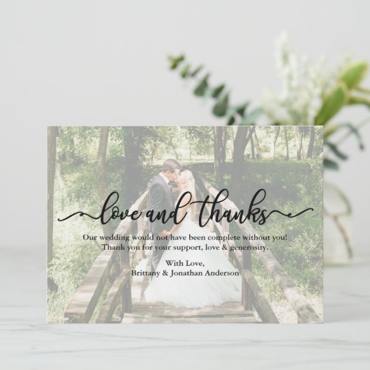 Kalligrafie Liefde Bedankt Bruiloft Foto Overlay K (Staand voorkant)