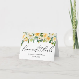 Kalligrafie Liefde Bedankt Geel Wit Bloemen Note