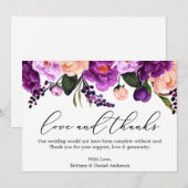 Kalligrafie Liefde Bedankt Paarse Violette Bloemen (Voorkant / Achterkant)