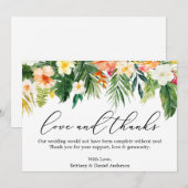 Kalligrafie Liefde Bedankt Tropische Koraal Bloeme (Voorkant / Achterkant)