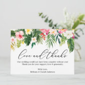 Kalligrafie Liefde Bedankt Tropische Roze Bloemen (Staand voorkant)