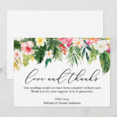 Kalligrafie Liefde Bedankt Tropische Roze Bloemen (Voorkant / Achterkant)