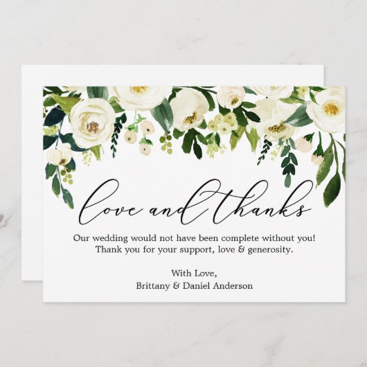 Kalligrafie Liefde Bedankt Waterverf Groene Bloeme (Voorkant / Achterkant)