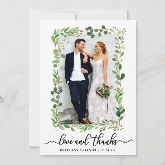 Kalligrafie Liefde en Bedankt Waterverf Eucalyptus (Voorkant)