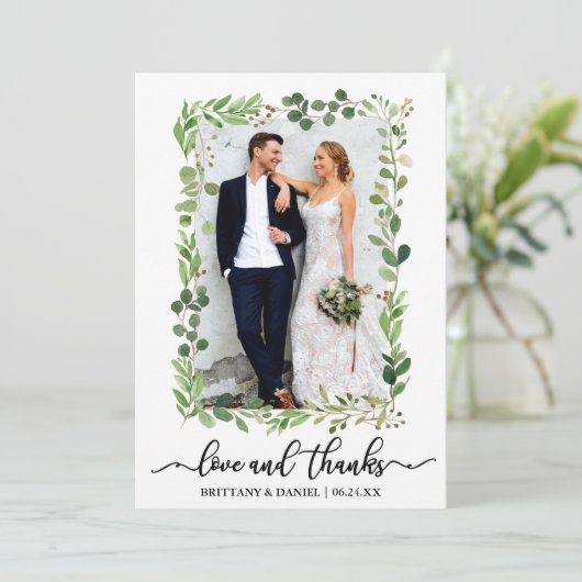 Kalligrafie Liefde en Bedankt Waterverf Eucalyptus (Staand voorkant)