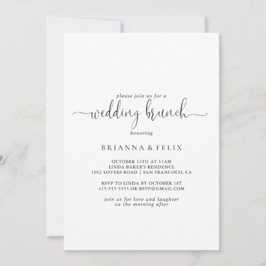 Kalligrafie Liefde Fancy Script Bruiloft Brunch Kaart (Voorkant)
