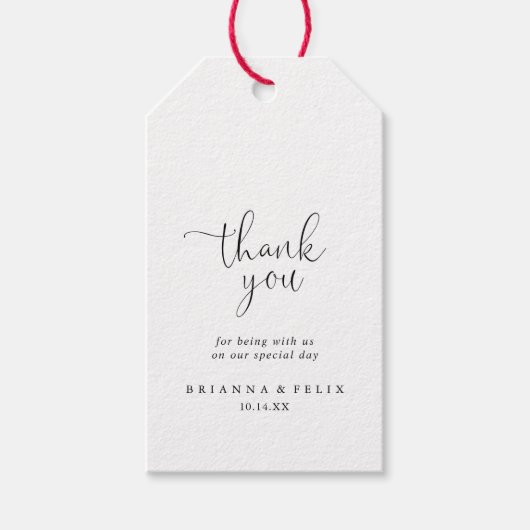 Kalligrafie liefde Fancy script bruiloft dank u Cadeaulabel (Voorkant)