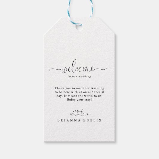 Kalligrafie Liefde Fancy Script Bruiloft Welkom Cadeaulabel (Voorkant)