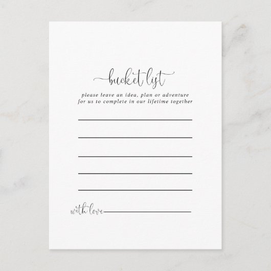 Kalligrafie Liefde Fancy Script Bucket List Kaarte Briefkaart (Voorkant)