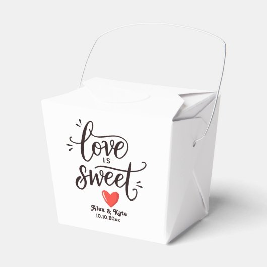 Kalligrafie Liefde is Zoete Bruiloft Bedankdoosjes (Voorkant Zijde)