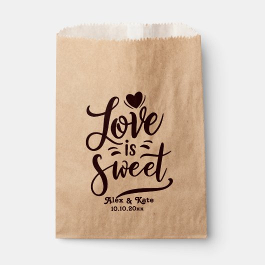 Kalligrafie Liefde is Zoete Bruiloft Bedankzakje (Voorkant)