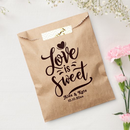 Kalligrafie Liefde is Zoete Bruiloft Bedankzakje (Gezegeld)