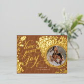 kalligrafie liefde, vreugde, vrede 1 foto folie feestdagen briefkaart (Staand Voorkant)