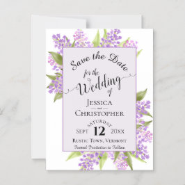 Kalligrafie Lilacs Lavendel Bruiloft Save the Date Magnetische Uitnodiging