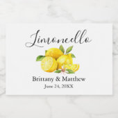 Kalligrafie Limoncello Waterverf Citroenen Mini Sparkling Wijnetiket (Enkel label)