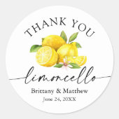 Kalligrafie Limoncello Waterverf Lemons Hartelijk Ronde Sticker (Voorkant)