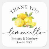 Kalligrafie Limoncello Waterverf Lemons Hartelijk  Vierkante Sticker (Voorkant)
